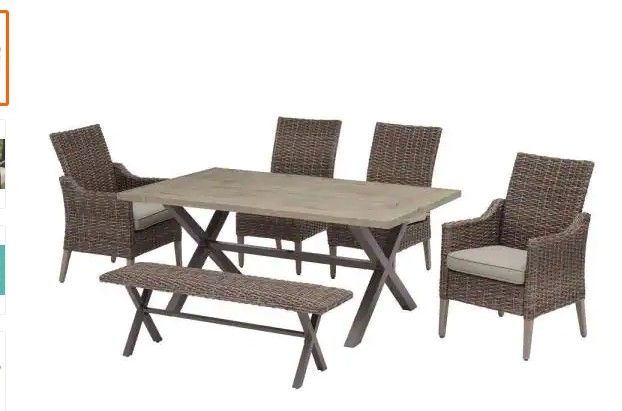 Photo 1 of INCOMPLETE - box 2 of 2- table only -  Hampton Bay Rock Cliff Brown Wicker Outdoor Patio Dining Set