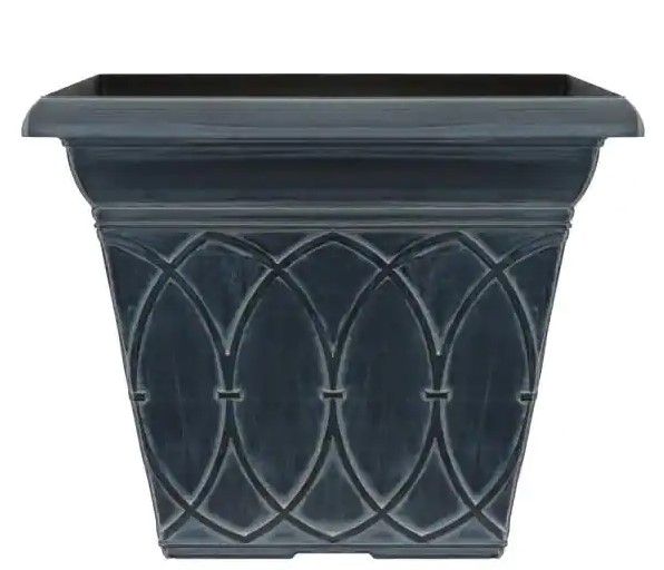 Photo 1 of 14.5 in. Durham Chalk Wash Plastic Square Planter-2 pack 
