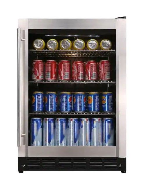 Photo 1 of Magic Chef Beverage 23.4 in. 154 (12 oz.) Can Beverage Cooler, Stainless Steel