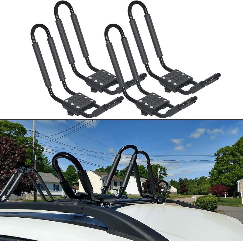 Photo 1 of HECASA Universal Kayak Carrier J-Bar Rack 2 Pairs Canoe Boat Rack Surf Ski Roof Rack Top Mount Car SUV Crossbar