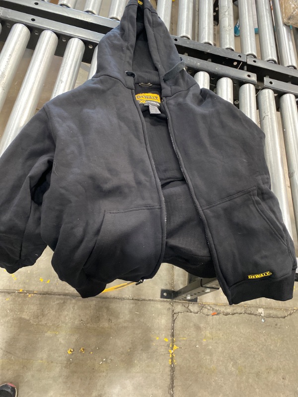 Photo 2 of DEWALT - SIZE L:
Men's Large 20V XR Lithium Ion Black bare Hoodie with 1 USB Power Adapter