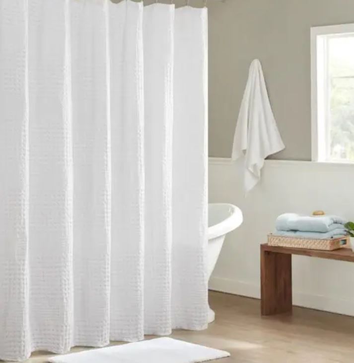 Photo 1 of Madison Park
Eider White 72 in. Super Waffle Textured Solid Shower Curtain