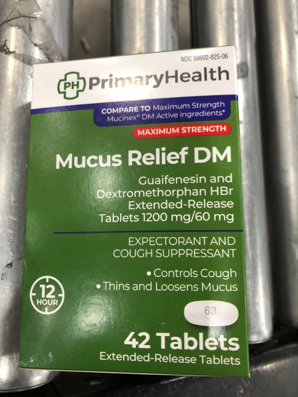 Photo 2 of SEALED**NOT REFUNDABLE**EXPIRES: 5/2022**Primary Health Mucus Relief DM Maximum Strength Dextromethorphan 60mg, Guaifenesin 1200mg, Extended-Release Tablets, 42Count
