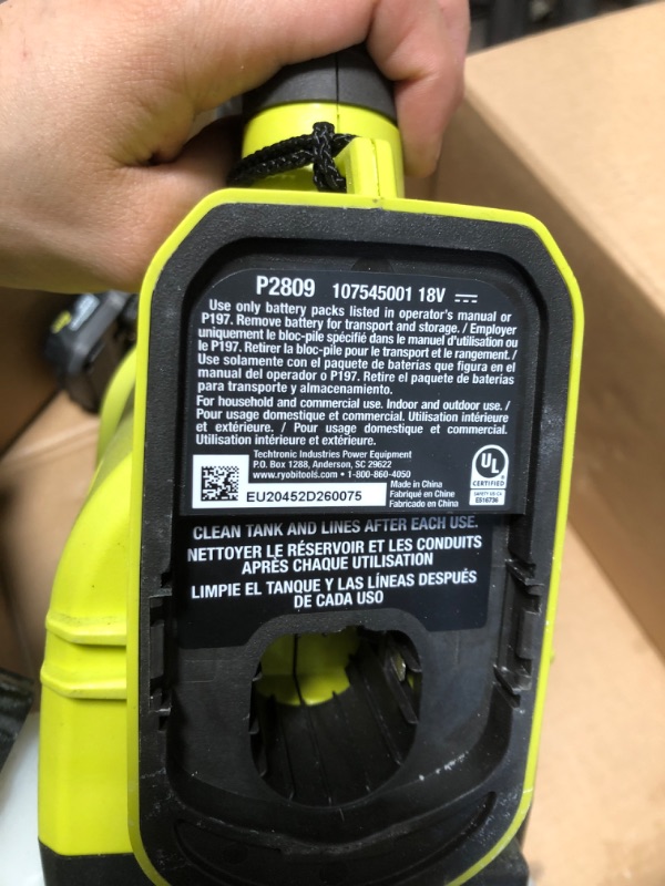 Photo 3 of ***DIRTY*** Ryobi ONE+ 18-Volt Lithium-Ion Cordless Electrostatic 0.5 Gal Sprayer with 2.0 Ah Battery and Charger P2890
