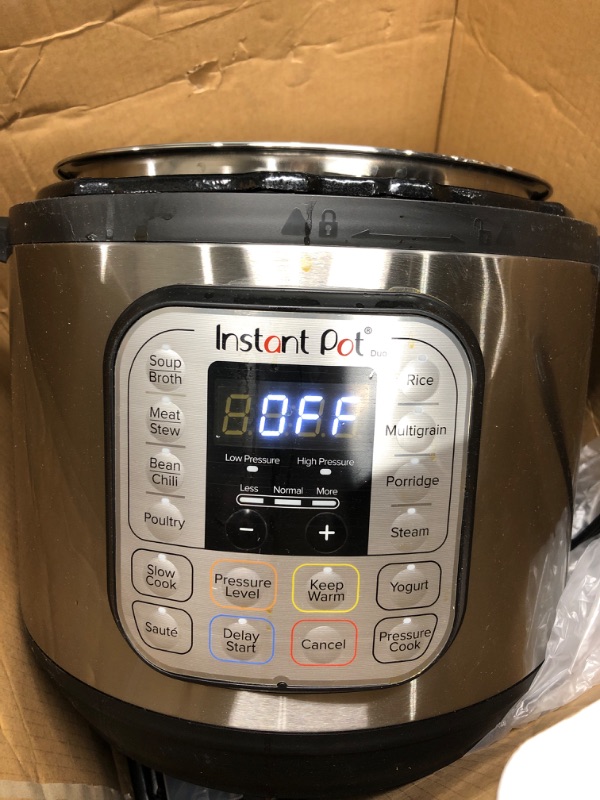 Photo 3 of *Tested-Powers On/Minor Cosmetic Damage* Instant Pot Duo 7-in-1 Electric Pressure Cooker, Slow Cooker, Rice Cooker, Steamer, Sauté, Yogurt Maker, Warmer & Sterilizer, Includes App With Over 800 Recipes, Stainless Steel, 8 Quart 8QT Duo