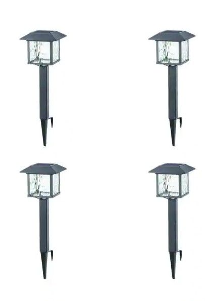 Photo 1 of 
Hampton Bay
15 Lumens Gray Solar LED Path Light Set with Vintage Bulb (4-Pack)