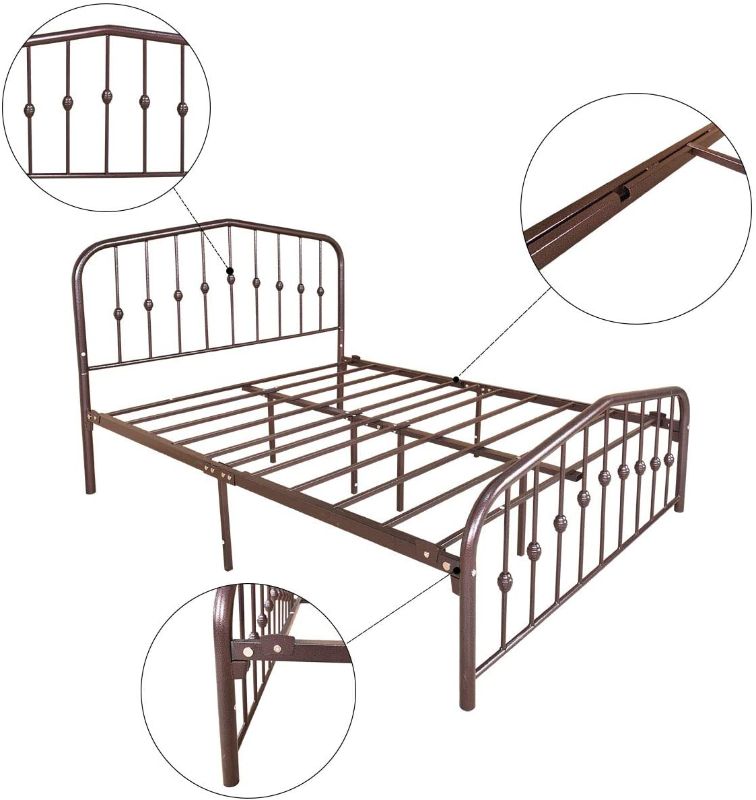 Photo 1 of **PICTURE USED AS REFERENCE**
Metal Bed FULL Size Platform Frame Mattress Foundation with Vintage Headboard and Footboard Easy Assembly No Box Spring Needed?BLACK
