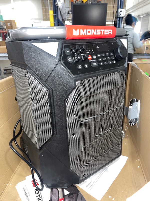 Photo 2 of Monster Rockin' Roller 270 Portable Indoor/Outdoor Wireless Speaker, 200 Watts, Up to 100 Hours Playtime, IPX4 Water Resistant, Qi Charger, Connect to Another TWS Speaker
