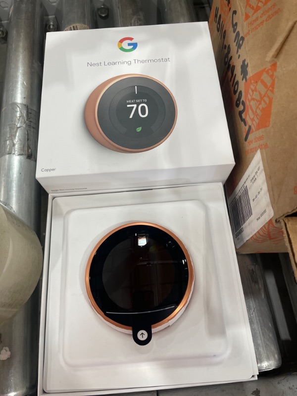 Photo 3 of Google Nest Learning Thermostat - Programmable Smart Thermostat for Home - 3rd Generation Nest Thermostat - Works with Alexa - Copper
