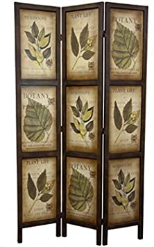 Photo 1 of Oriental Furniture 6 ft. Double Sided Botanic Printed Wood Room Divider - 3 Panels
