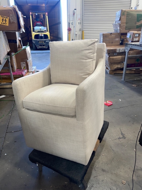 Photo 1 of Amazon Brand – Stone & Beam Vivianne Modern Upholstered Dining Chair with Casters, 24.4"W, Linen
