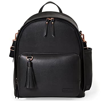 Photo 1 of Skip Hop Diaper Bag Backpack: Greenwich Multi-Function Baby Travel Bag with Changing Pad and Stroller Straps, Vegan Leather, Black
