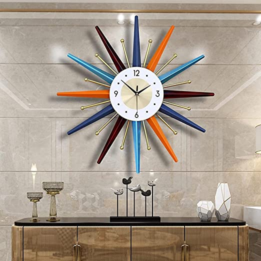 Photo 1 of TYLS Wall Clock Creative Modern Wall Clock, Large Simple Modern Garden Wall Clock Starburst Ball Wall Clock Colorful Midcentury Modern Art Home Decor Silent Wall Clocks
