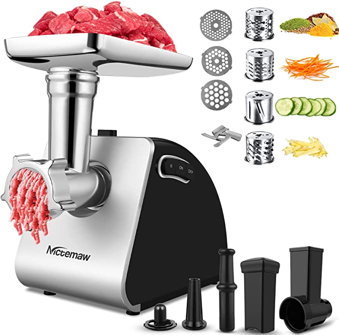 Photo 1 of Nictemaw Electric Meat Grinder 9-in-1 Food Multi-function Electric Slicer Combos Sausage Stuffer with Slicer&Shredder kit for making Salad Maker with 4 Stainless Steel Slicer Blades?Home Use, 2000W
