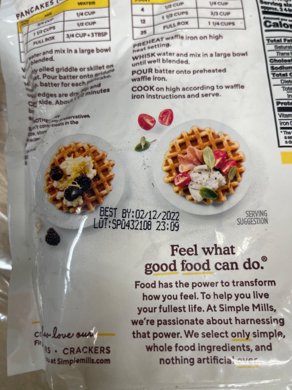 Photo 3 of **NONREFUNDABLE**BEST BY 2/12/2022**
Simple Mills Just Add Water Almond Flour Pancake & Waffle Mix, Gluten Free, Good for Breakfast, Nutrient Dense, 12oz, Pack of 3