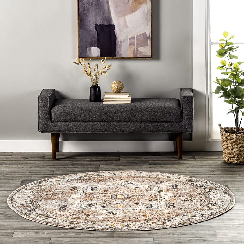 Photo 1 of **STOCK PHOTO DIFFERENT COLORED FROM UNIT** nuLOOM Ethel Medallion Fringe Area Rug, 8' Round, Light Brown
