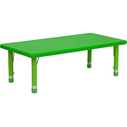 Photo 1 of **INCOMPLETE SET** BOX 1 OUT OF 2** Flash Furniture Height-Adjustable Rectangular Plastic Activity Table, 24"W X 48"L, Green (Box 1 of 2)**
