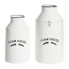 Photo 1 of (DENTED SIDES; CROOKED LID) 
Ridge Road Décor Farmhouse Decorative Metal Jars in White (Set of 2)