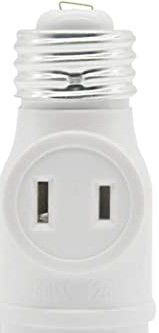 Photo 1 of Commercial Electric Medium Base Light Socket Adapter With Outlets, White