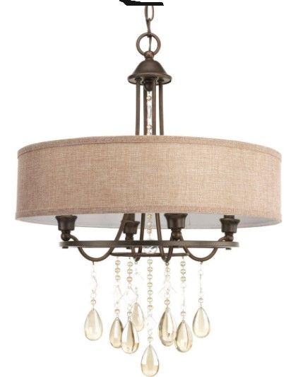 Photo 1 of (FRAME ONLY: missing shade, glass pendants, bulbs)
 4 light cognac bronze chandelier