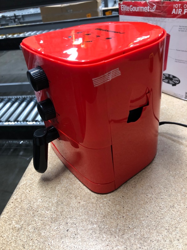 Photo 5 of (CRACKED SIDE) 
Elite Gourmet - 1qt Analog Compact Air Fryer - Red
