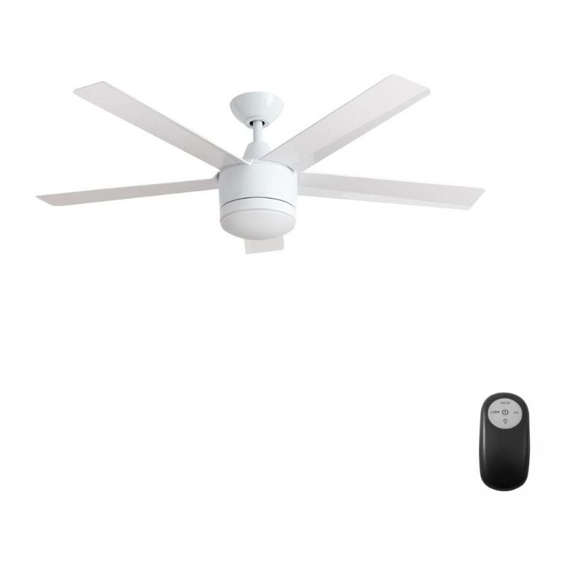 Photo 1 of (MISSING REMOTE) 
Home Decorators Collection Merwry 52 in. Integrated LED Indoor White Ceiling Fan