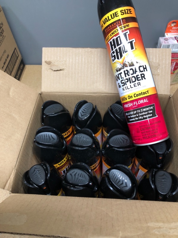 Photo 2 of 12 PACK OF Hot Shot 20 oz. Ant, Roach, and Spider Insect Killer Aerosol Spray Fresh Floral Scent.