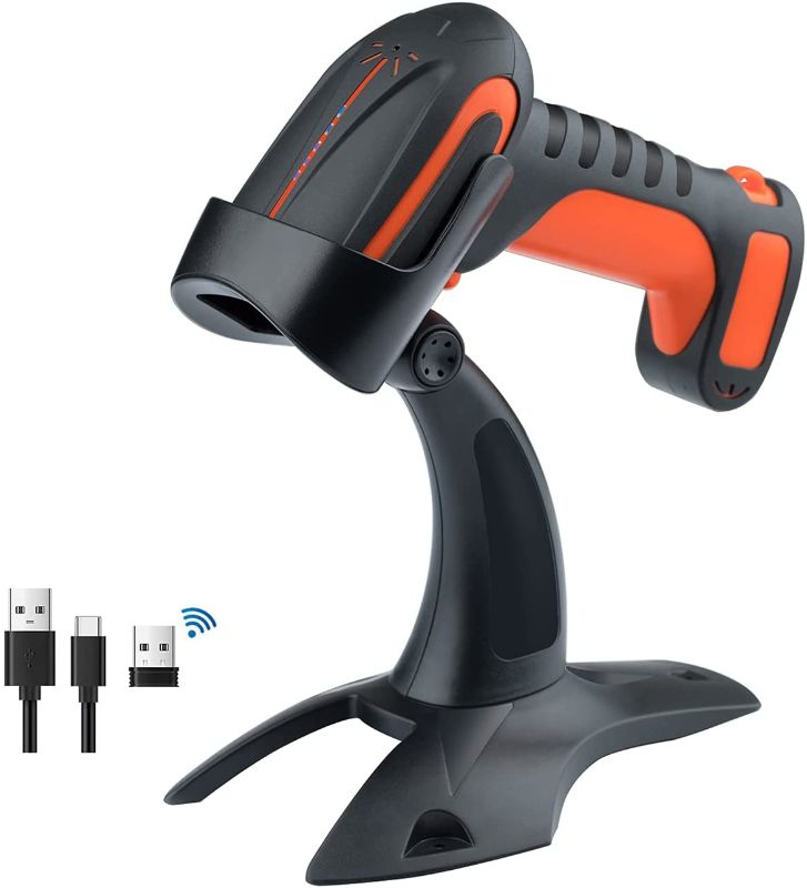 Photo 1 of Tera Pro (Extreme Performance) Industrial Wireless Barcode Scanner 2D QR 1D Bar Code Reader 2.4G Wireless 2500mAh Compatible with Bluetooth Drop Resistant for Windows Mac Android iOS Model 8100 Orange
