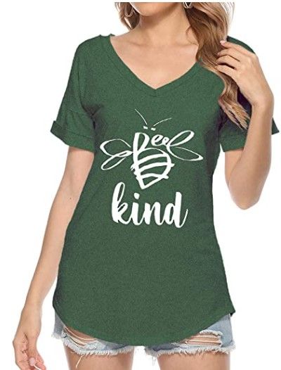 Photo 1 of Tobrief Women's Short Sleeve V-Neck Shirts Loose Casual Tee T-Shirt with Pocket, (Medium)