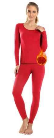 Photo 1 of Subuteay Thermal Underwear for Women Long Johns Set Fleece Lined Ultra Soft Scoop Neck, Small
