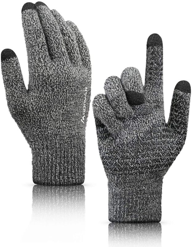 Photo 1 of **2 pairs**
HONYAR Winter Gloves Men Women - Touch Screen Knitted Anti-Slip Elastic Cuff Warm Thermal Soft Lining for Driving Running (medium)
