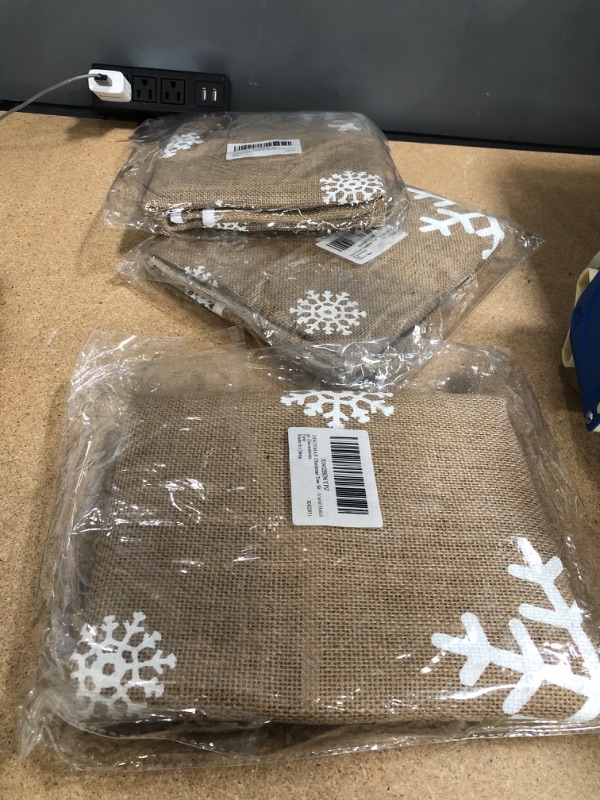 Photo 1 of **SET OF 3**
DEKINMAX Christmas Tree Skirt-48 inches, Popular Burlap And Snowflake Pattern Christmas Tree Skirt For Home Decorations ,Xmas Tree Ornaments for Xmas Party and Holiday Decorations
