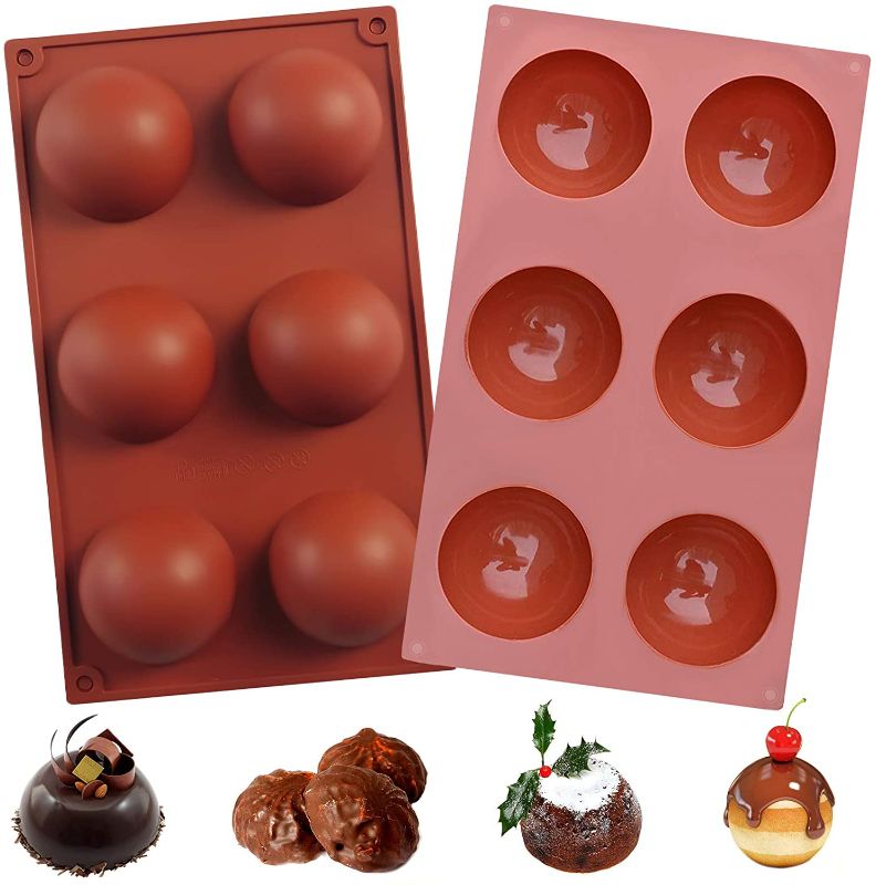 Photo 1 of **SET OF 2**
THNMK Silicone Mold,Semi Sphere Baking Cake Silicone Mold,6 Holes Semi Sphere Chocolate Mold,2 Packs Non-Stick Flexible Silicone Molds for Chocolate Jelly Pudding Handmade Soap
