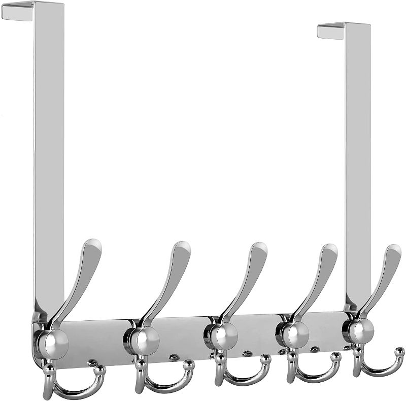 Photo 1 of **DIFFERENT COLOR FROM STOCK PHOTO**
SKOLOO Over The Door Hook 5 Tri Hooks, Assembly Heavy Duty Over Door Hook for Hanging Coats Clothes Towels, Over Door Hanger for Bathroom Bedroom, White