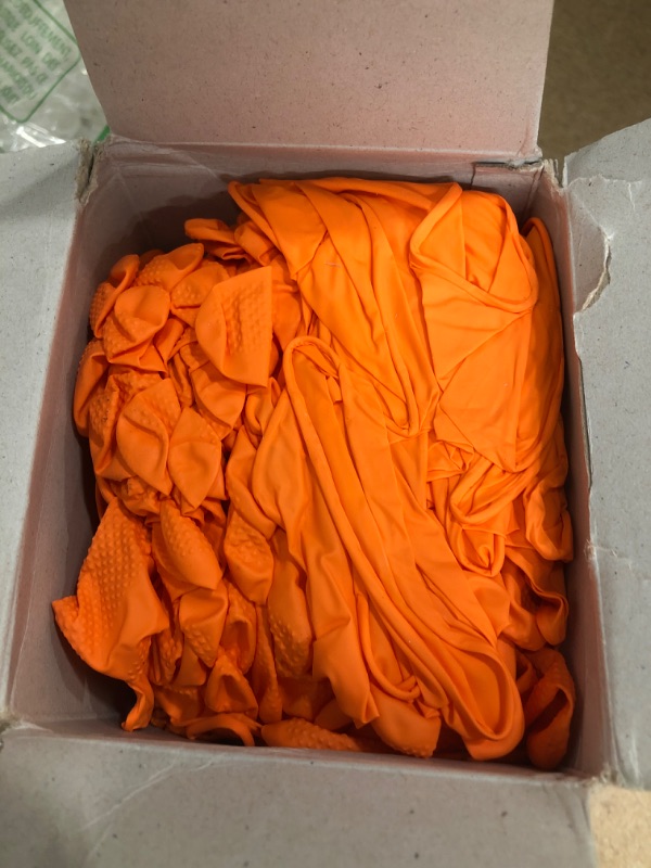 Photo 3 of  Adenna CAT456 Catch 8 mil Nitrile Powder Free Gloves (Orange, Large) Box of 100


