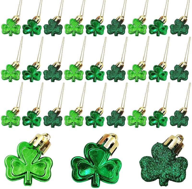 Photo 1 of **SET OF 3**
30 Pcs St Patricks Day Shamrock Hanging Ornaments, Cute St Patrick's Day Shatterproof Good Luck Irish Clover Baubles Decorations for Xmas Tree Table Home Shelf Party Decor Gift