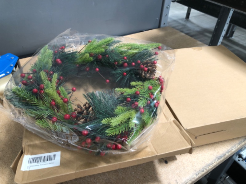 Photo 2 of **SET OF 2**
Yaqew Christmas Wreaths with Lights for Front Door and Windows, Winter Artificial Wreaths with Red Berries, Pine Cones, Pine Needles, Lighted Christmas Wreath for Outdoor Indoor Decorations 18"
