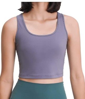 Photo 1 of **SET OF 2**
Lemedy Women Workout Sports Bra Removable Padded Yoga Running Crop Tank Top, (Medium)
