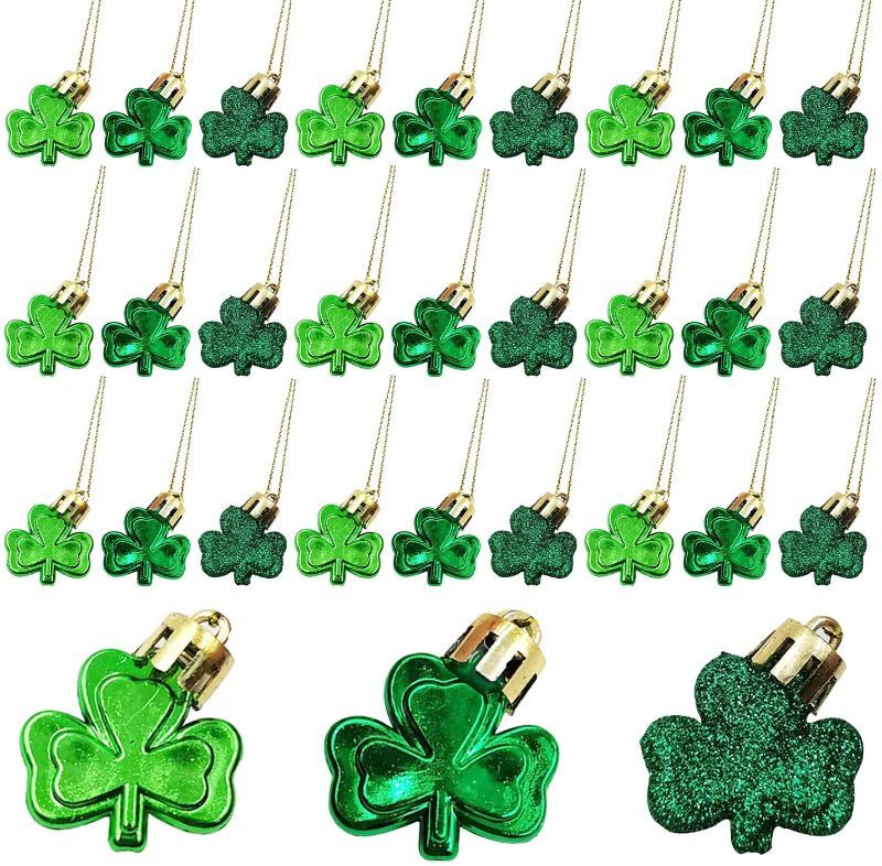 Photo 1 of **SET OF 3**
30 Pcs St Patricks Day Shamrock Hanging Ornaments, Cute St Patrick's Day Shatterproof Good Luck Irish Clover Baubles Decorations for Xmas Tree Table Home Shelf Party Decor Gift
