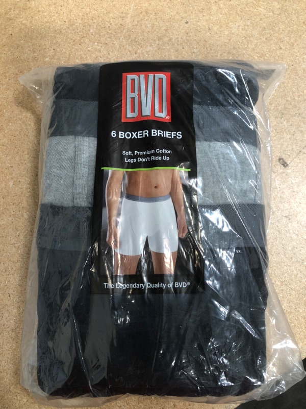 Photo 1 of B.V.D. Men's 6 Pack Black/Grey Boxer Brief (XL)
