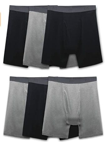 Photo 1 of B.V.D. Men's 6 Pack Black/Grey Boxer Brief (XL)
