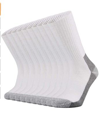 Photo 1 of Ortis Cotton Moisture Wicking Work Athletic Cushion Crew Socks for Men 10 Pack, (L-12-15)
