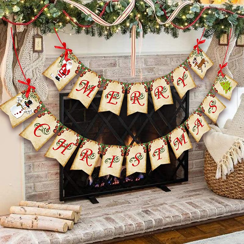 Photo 1 of **pack of 3**
LNX Christmas Decorations Merry Christmas Banner with 4 Red Bows Santa Elk Snow Man Christmas Tree Indoor Christmas Decorations for Home Office Party Fireplace Mantle
