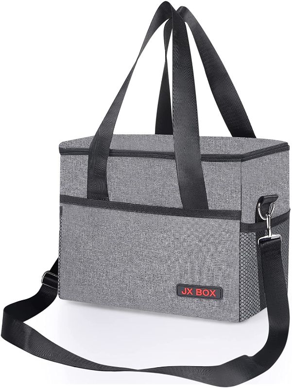 Photo 1 of **PACK OF 2**
Insulated Lunch Bag for Men Women, Leakproof Lunch Box for Work School Picnic Hiking Beach, Reusable Lunch Cooler Tot with Zipper, Pockets & Adjustable Shoulder Strap (Grey, Large 16L)
