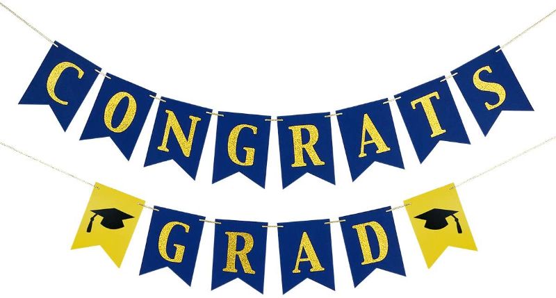 Photo 1 of ***PACK OF 5**
Congrats Grad Banner Blue and Gold - 2022 Graduation Decorations Blue and Gold, Graduation Party Supplies 2022,2022 Blue and Gold Graduation Decorations
