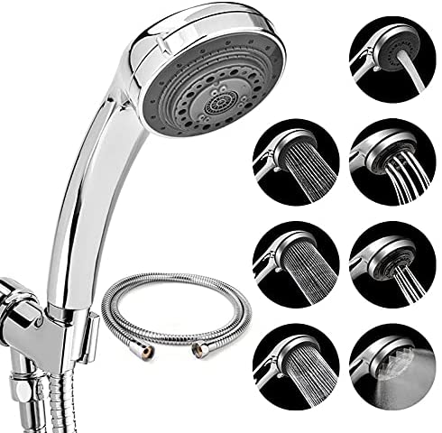 Photo 1 of **PACK OF 2**
High Pressure Shower Head with Handheld, 7 Functions Portable Shower Heads Hand-held High Flow Handheld Shower Head with 60 Inch Stainless steel Hose Tape Rubber Washers.
