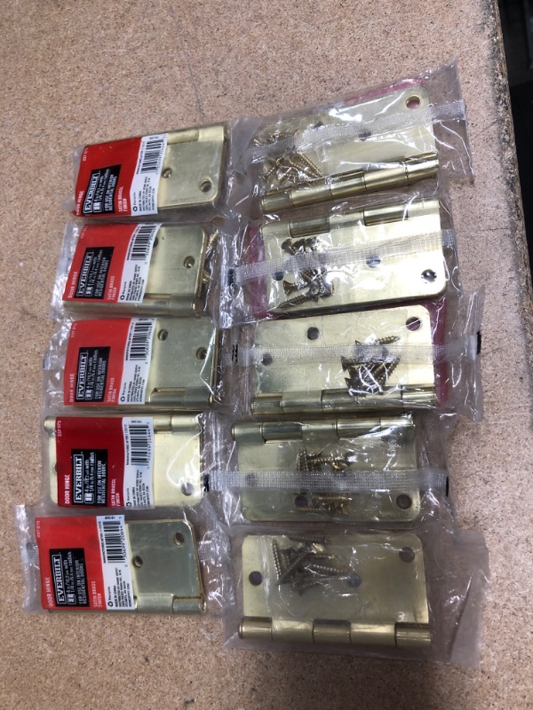 Photo 2 of (10 PACK)Everbilt 4 in. X 1/4 in. Satin Brass Radius Door Hinge