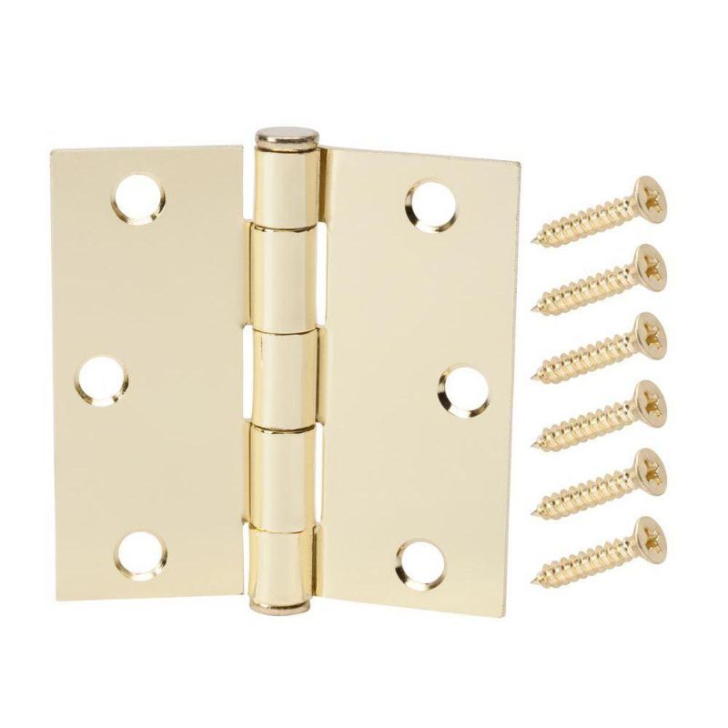 Photo 1 of ( 6 PACK)Everbilt 3-1/2 in. Satin Brass Square Corner Door Hinge