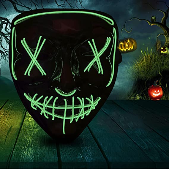 Photo 1 of ** SETS OF 2**
Pekirun LED Light up Mask,Cosplay Scary Mask for Halloween Festival Party
(Orange/Neon Green)