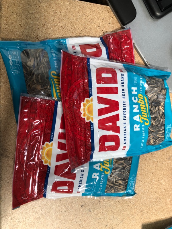 Photo 2 of ** SETS OF 3**    ** EXP: APR 26,2022**
DAVID Roasted and Salted Ranch Jumbo Sunflower Seeds, Keto Friendly, 5.25 oz
